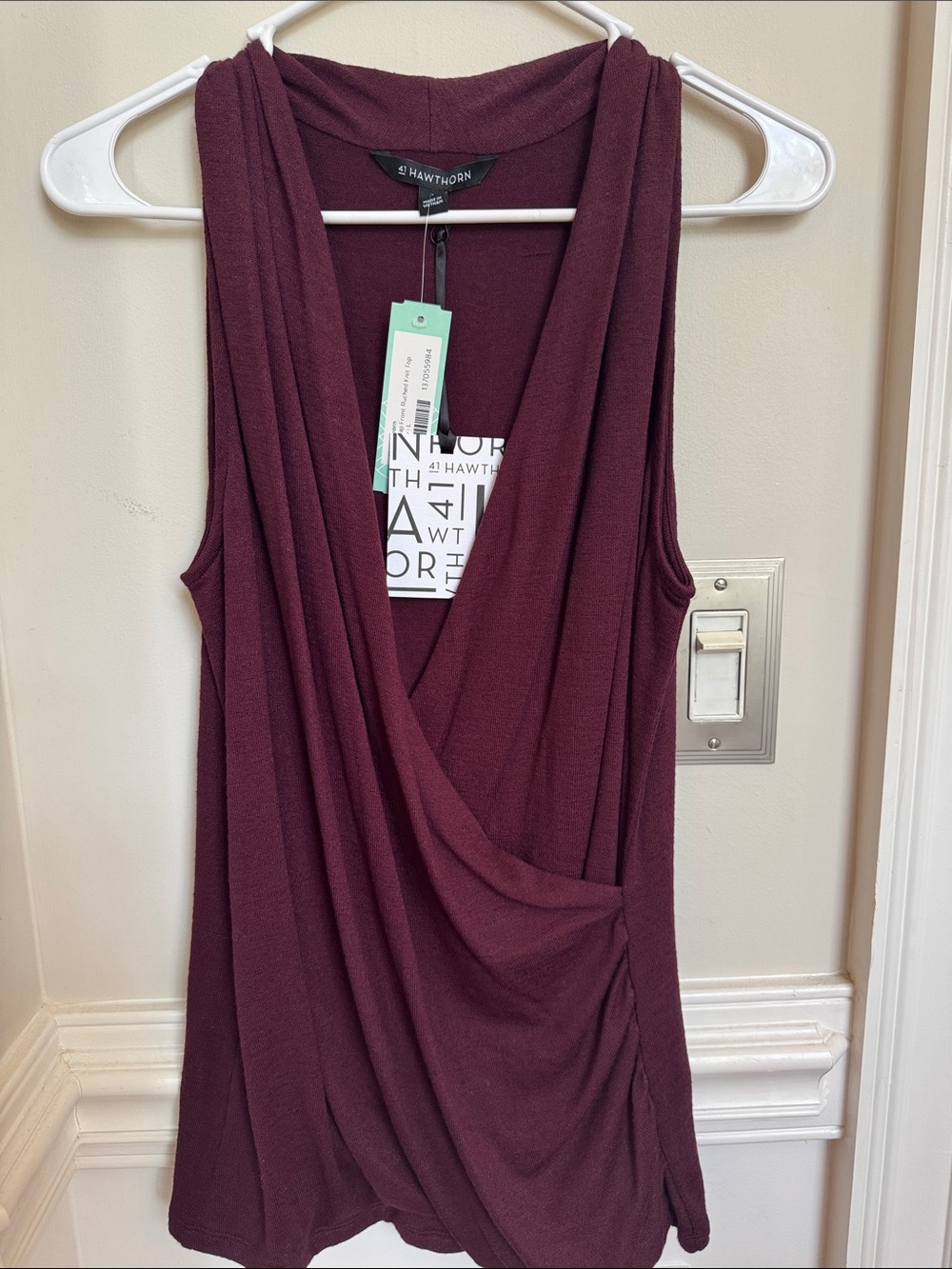 41 Hawthorn Draped Crossover Tank - Burgundy